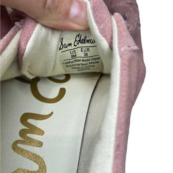 Sam Edelman Ethyl Cameo Pink Suede Lace-Up Low-Top Designer Sneakers - Picture 6 of 6